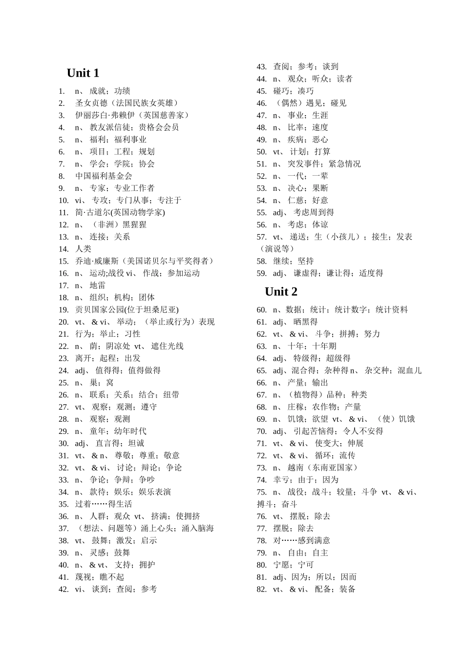 人教版高中英语必修4单词-中文_第2页