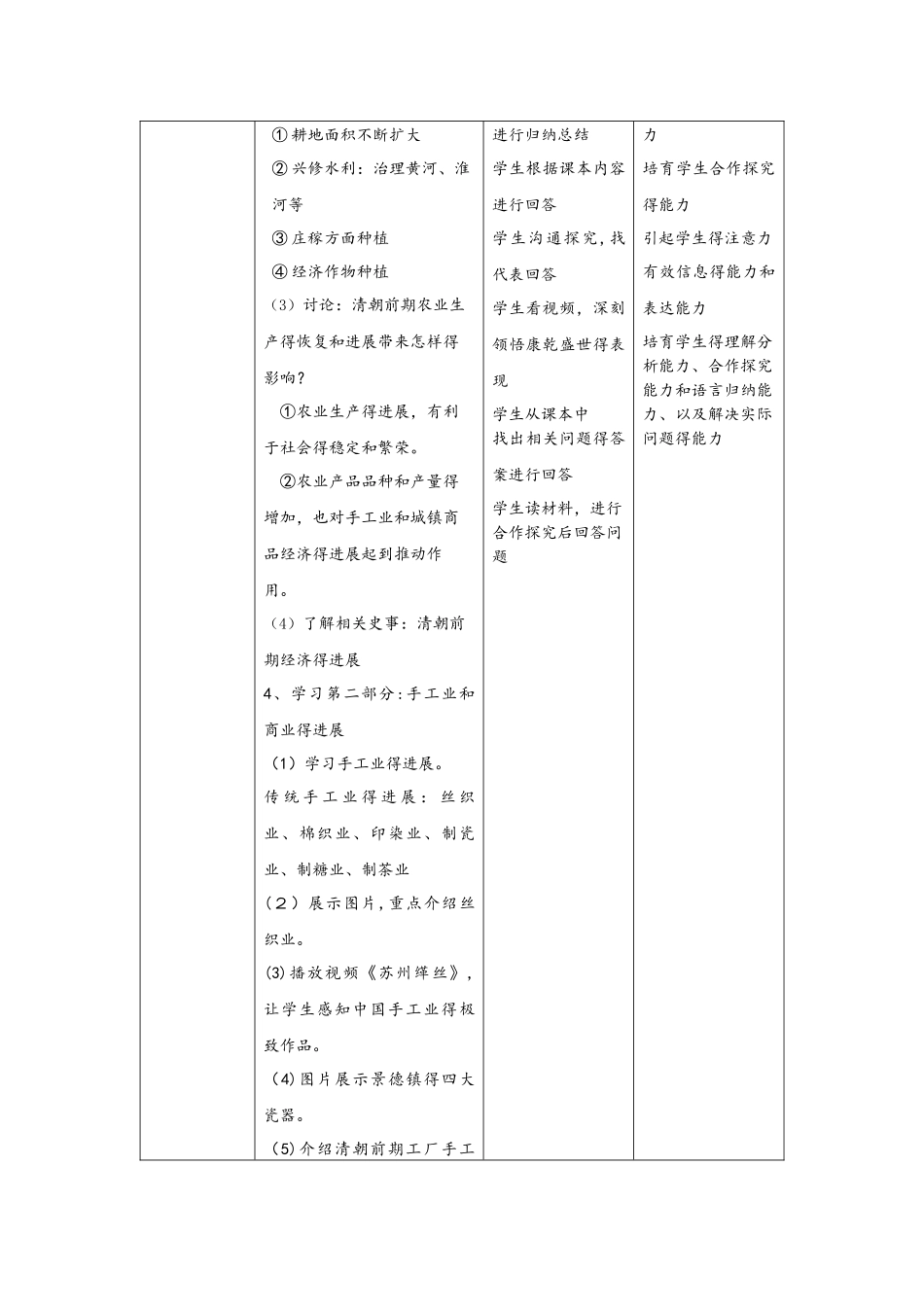 人教部编版七年级历史下册第19课清朝前期社会经济的发展教案_第2页