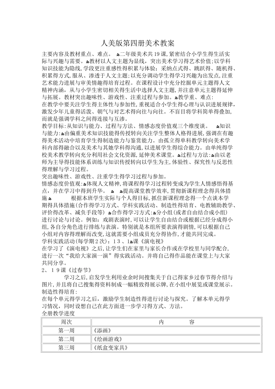 人美版第四册美术教案_第1页