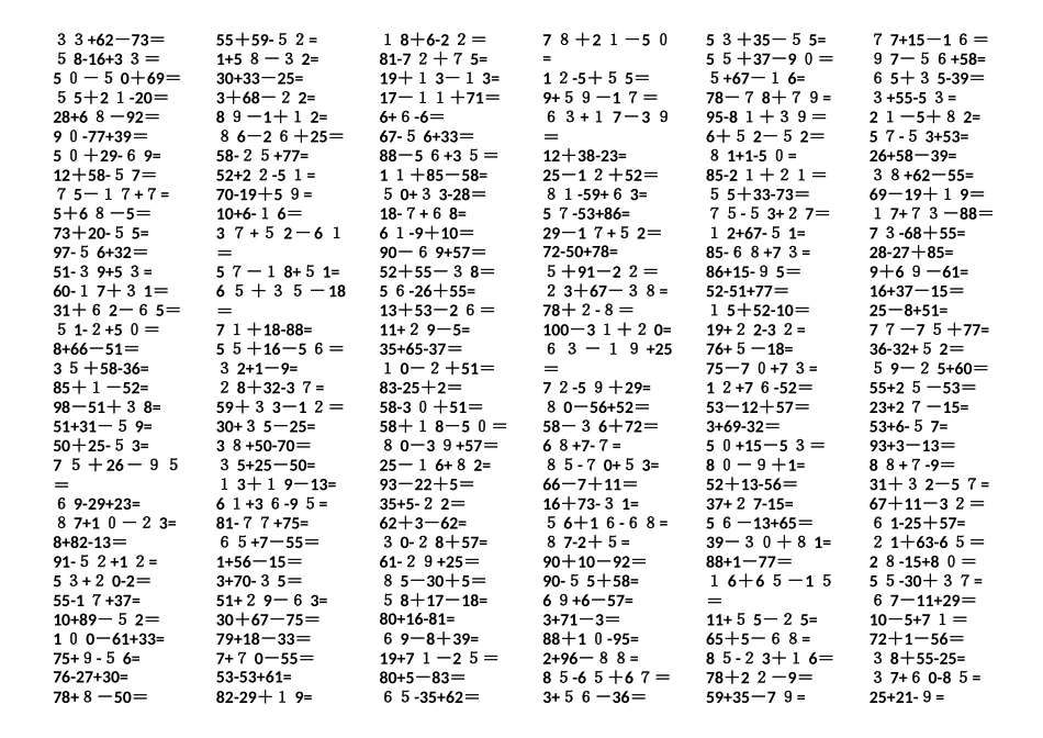 以内连加连减口算题_第1页