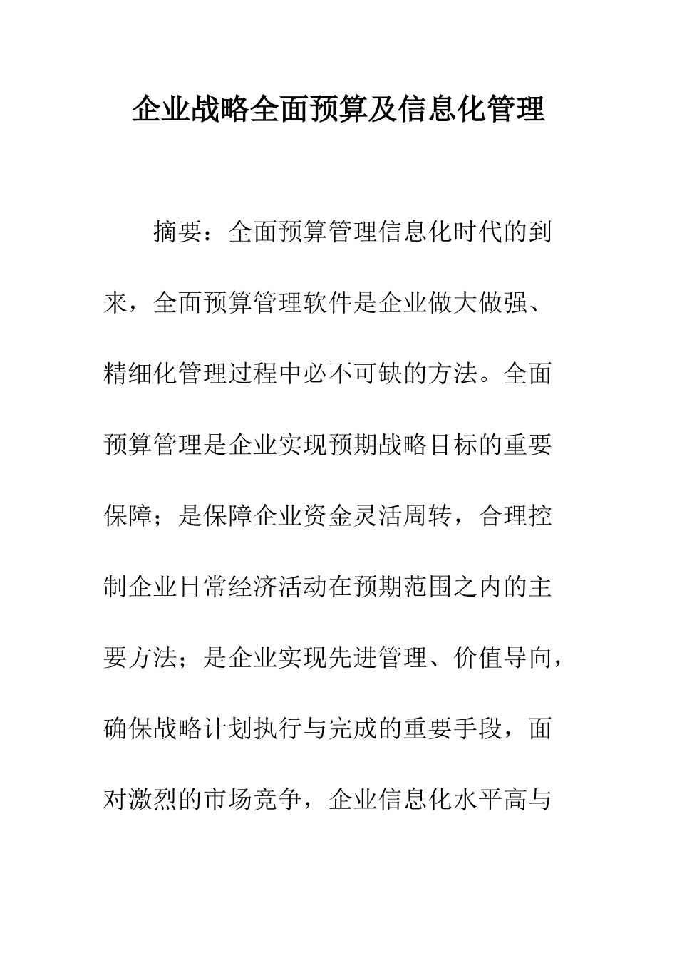 企业战略全面预算及信息化管理-1_第1页