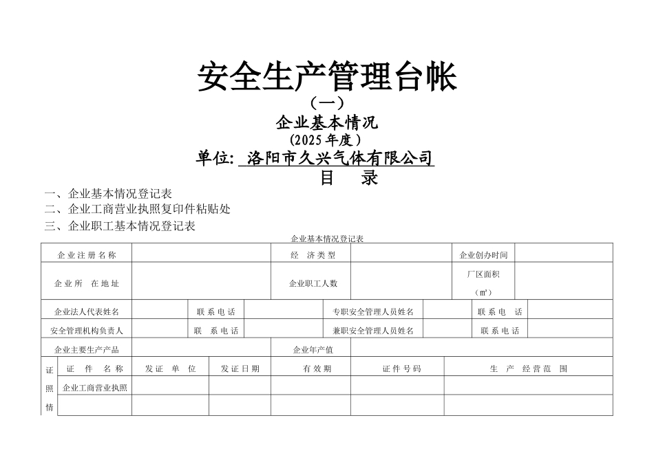 企业标准化安全生产管理台账_第1页