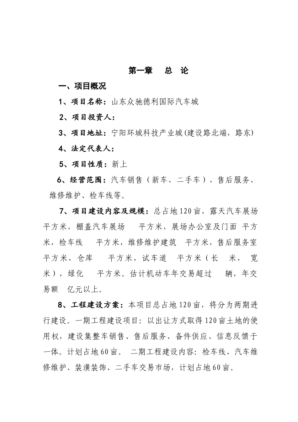 众驰德利国际汽车城项目可行性研究报告书_第2页