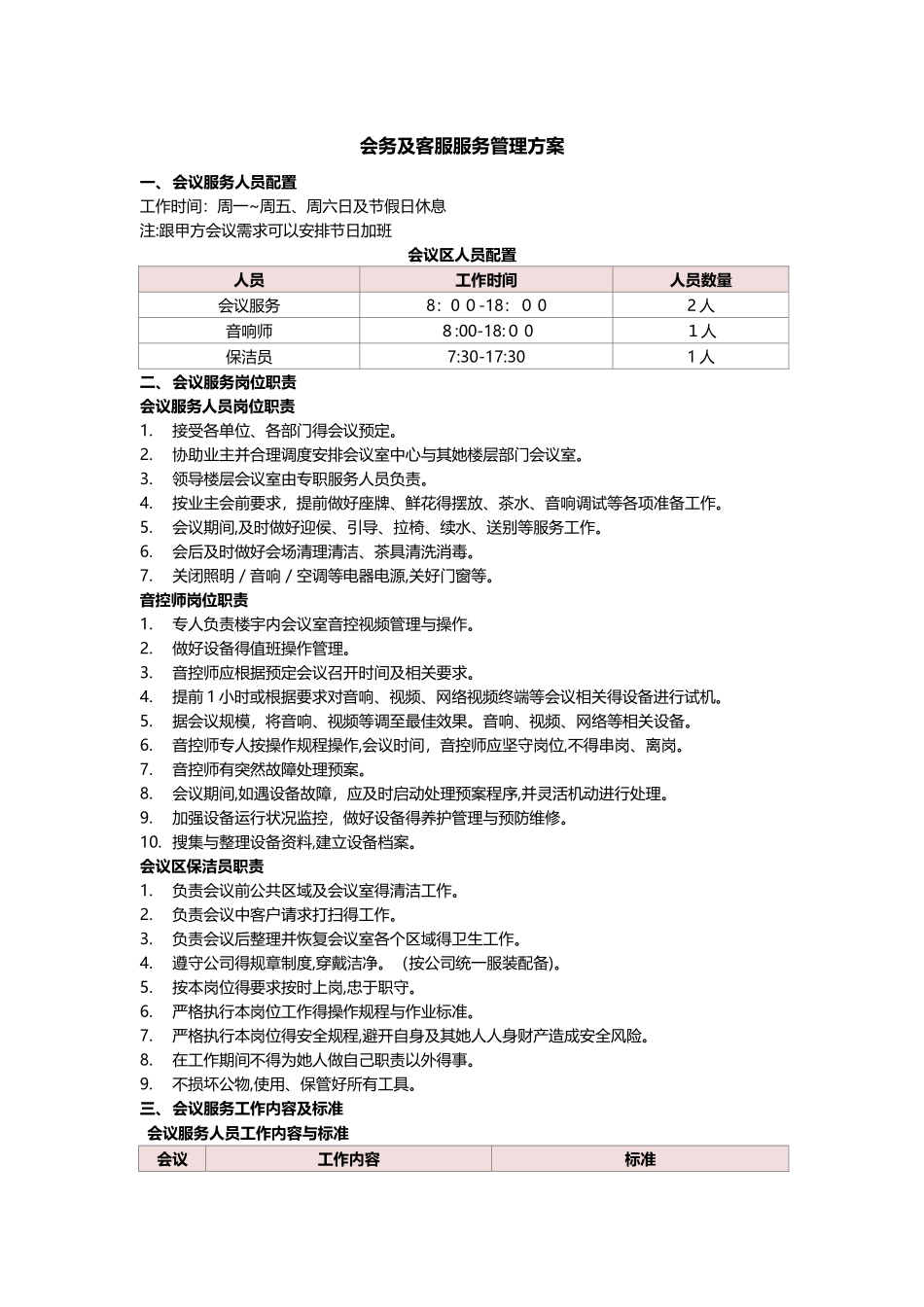 会务及客服服务管理方案_第1页