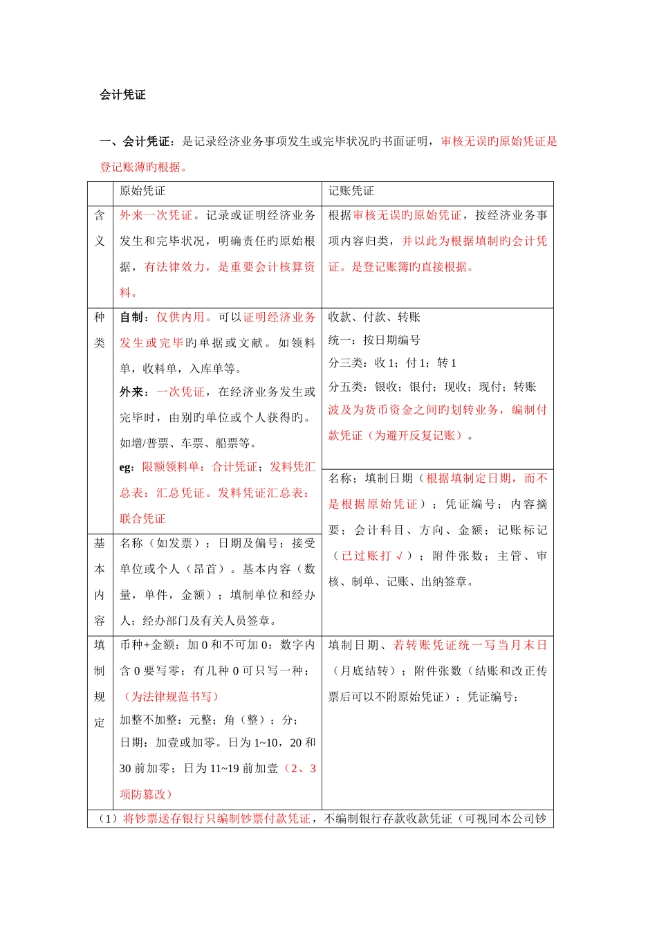 会计基础复习之凭证、账簿、账务处理程序、财产清查、报表和档案_第1页