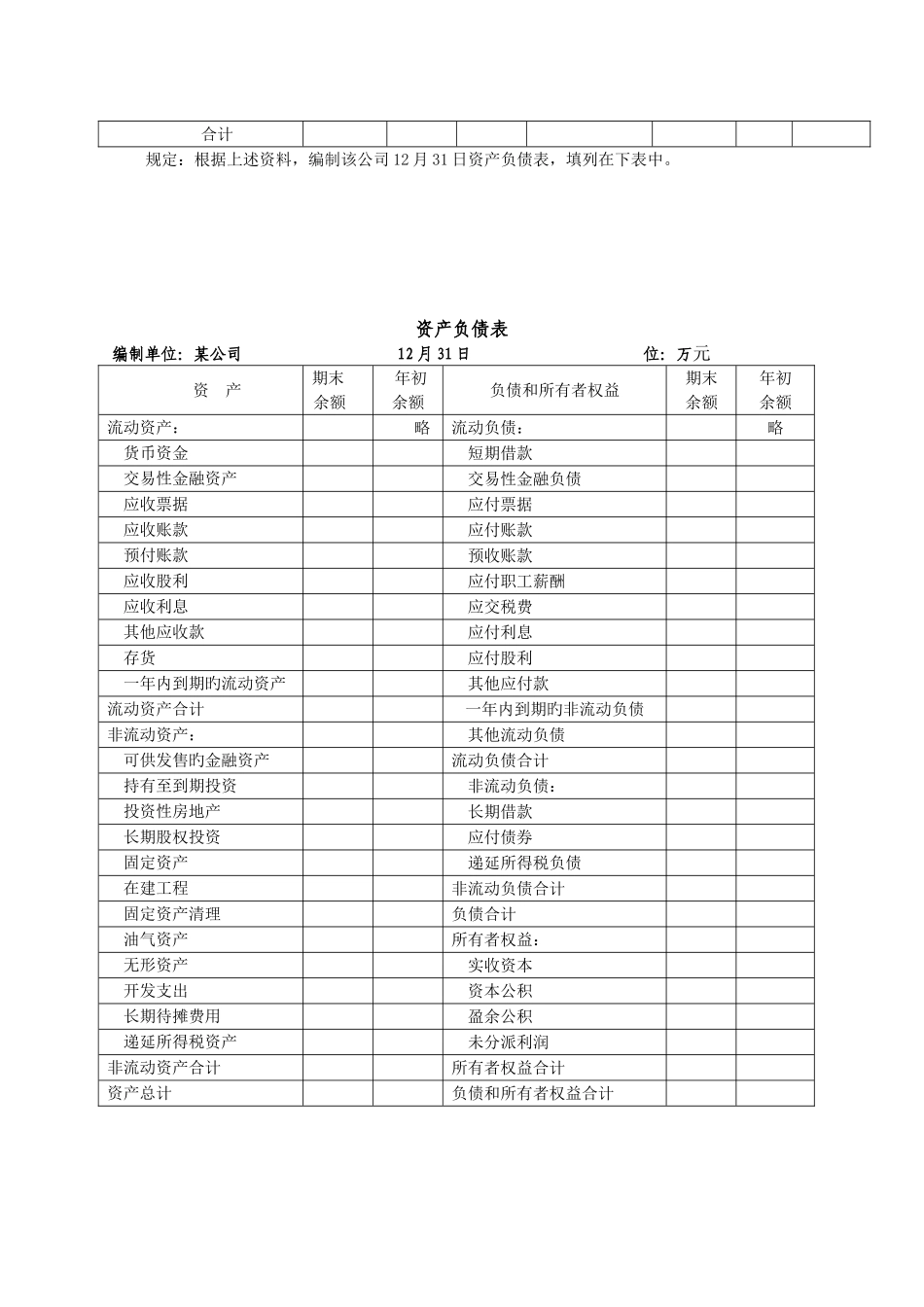 会计报表编制与分析学生习题含答案_第3页
