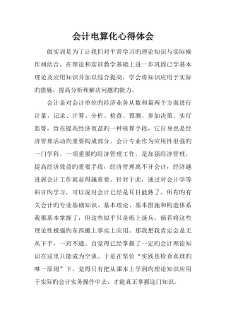 会计电算化心得体会