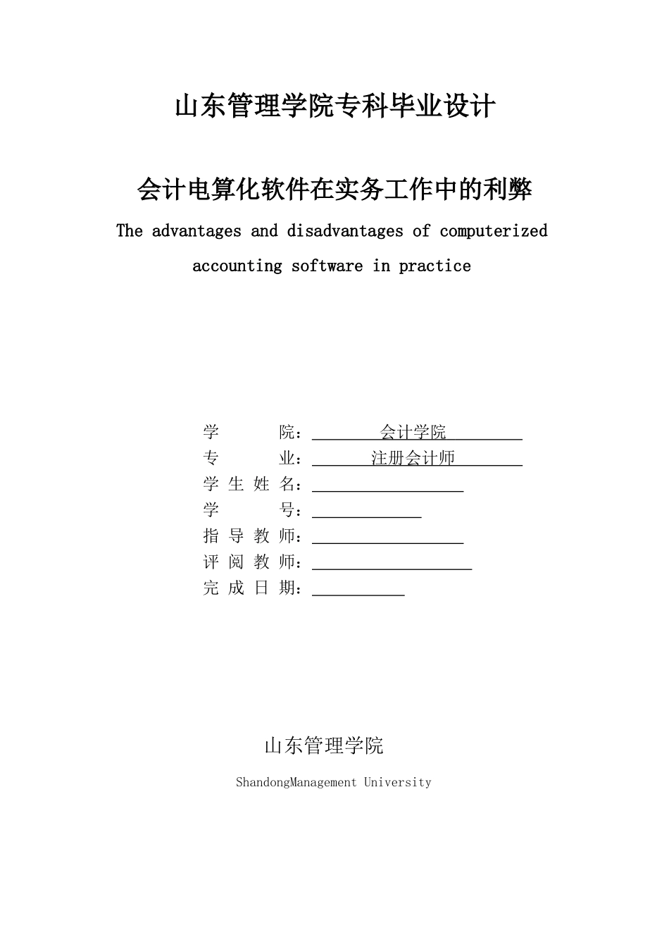 会计电算化软件在实务工作中的利弊学位论文_第1页