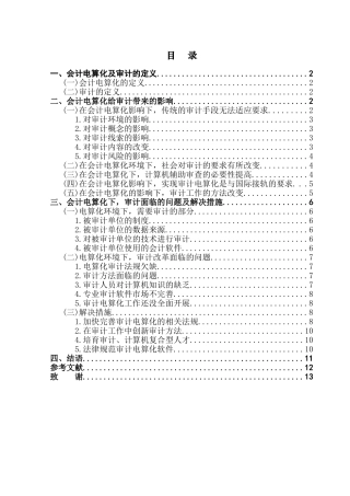 会计电算化给审计带来的影响学位论文