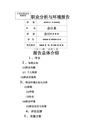 会计职业分析与环境报告