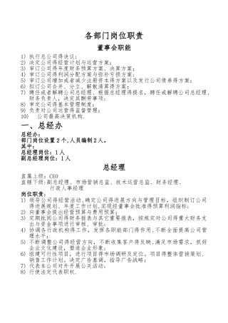 传媒公司岗位职责