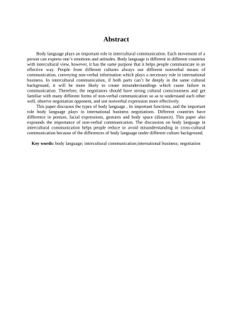体态语和跨文化交际—体态语在国际商务中的重要作用学位论文
