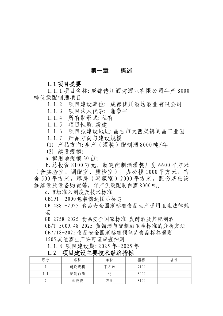 佬川酒坊年产8000吨优质配制酒项目建议书_第2页