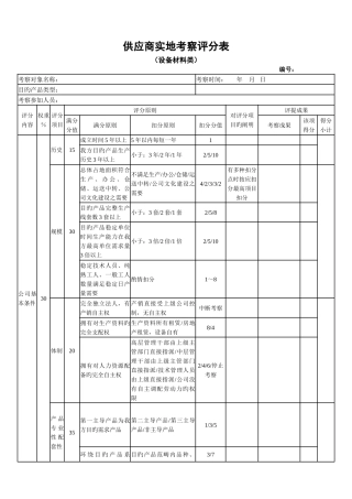 供应商实地考察评分表