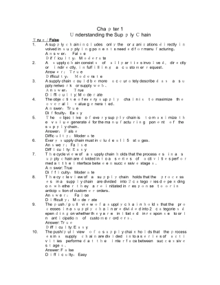 供应链管理 第三版 Unit1 习题与答案