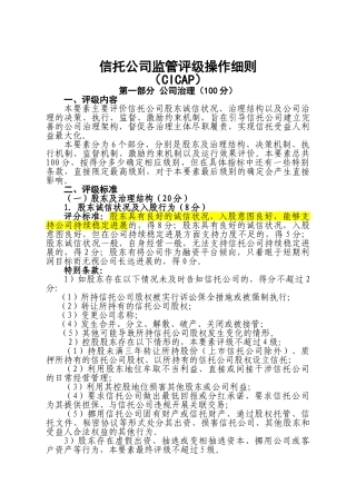 信托公司监管评级2025版操作细则