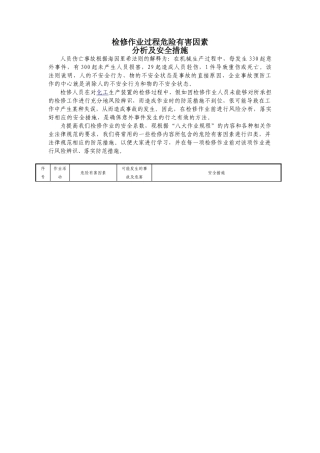 修检作业过程危险有害因素分析及措施--大学毕设论文