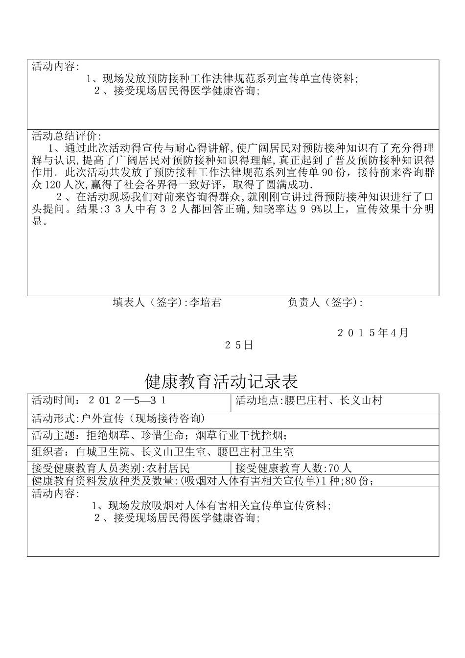 健康教育咨询活动记录表_第3页