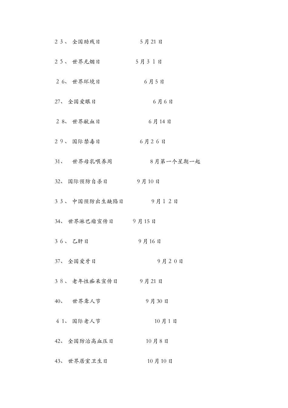 健康节日一览表_第2页
