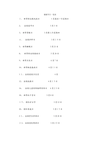 健康节日一览表