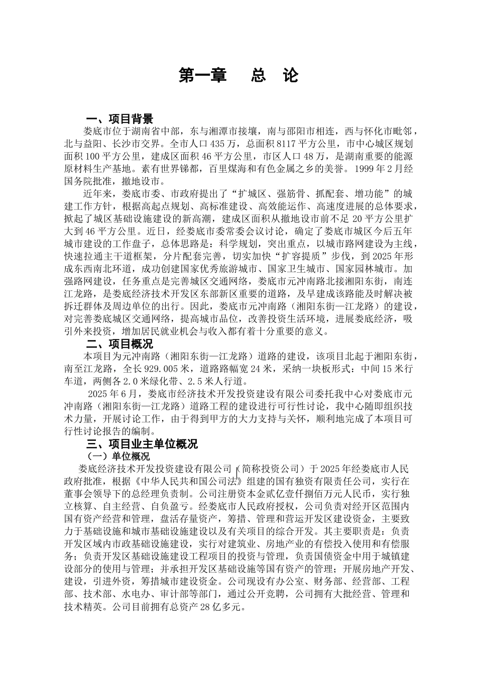 元冲南路道路工程可行性研究报告_第3页