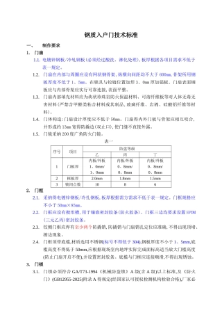 入户门技术标准要求