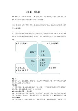 入职满一年关怀