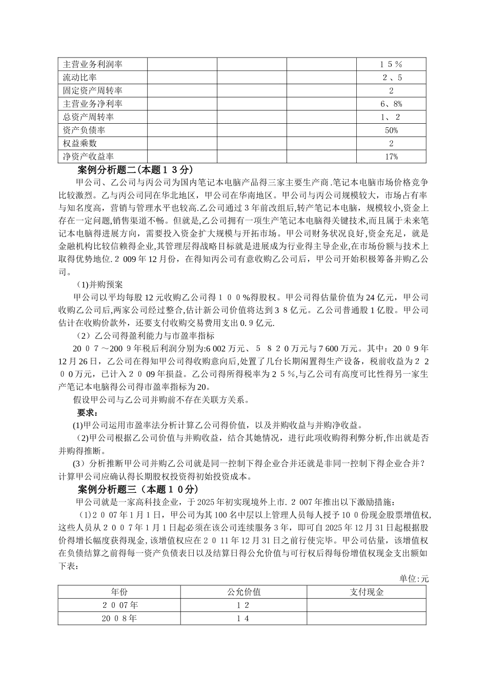 全国高级会计实务试题卷_第3页