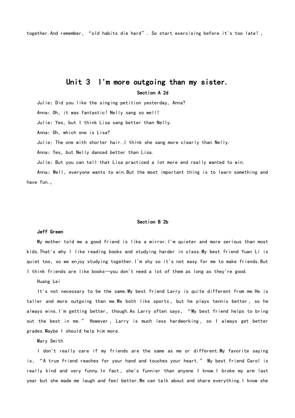 八年级英语上册英语课文原文_第3页