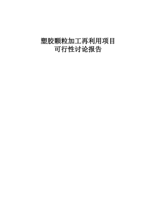 公司塑胶颗粒加工再利用建设项目可行性研究报告