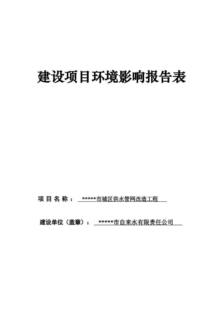 公司城区供水管网改造工程项目环境评估报告_第1页