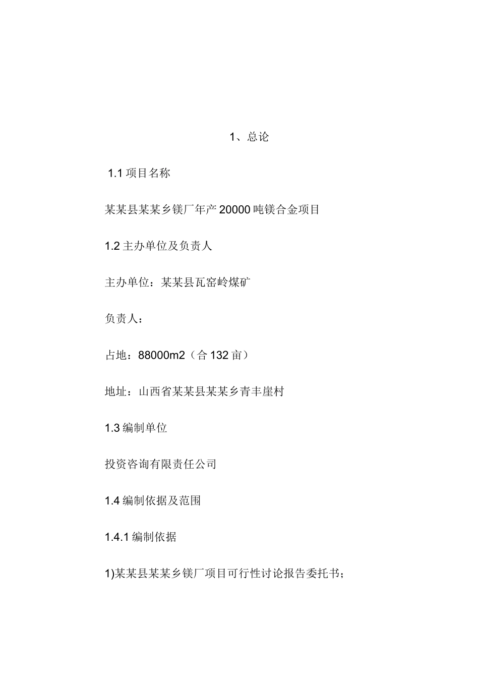 公司年产20000吨镁合金项目可研报告建议书_第2页
