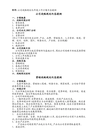 公司战略规划和实施方案内容提纲