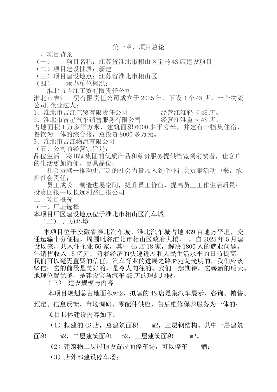 公司投资宝马汽车4s店建设项目可行性报告_第2页