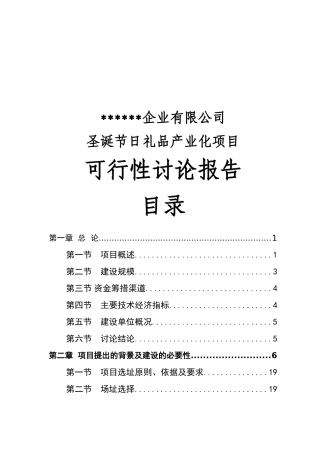 公司投资圣诞节日礼品产业化项目申请报告