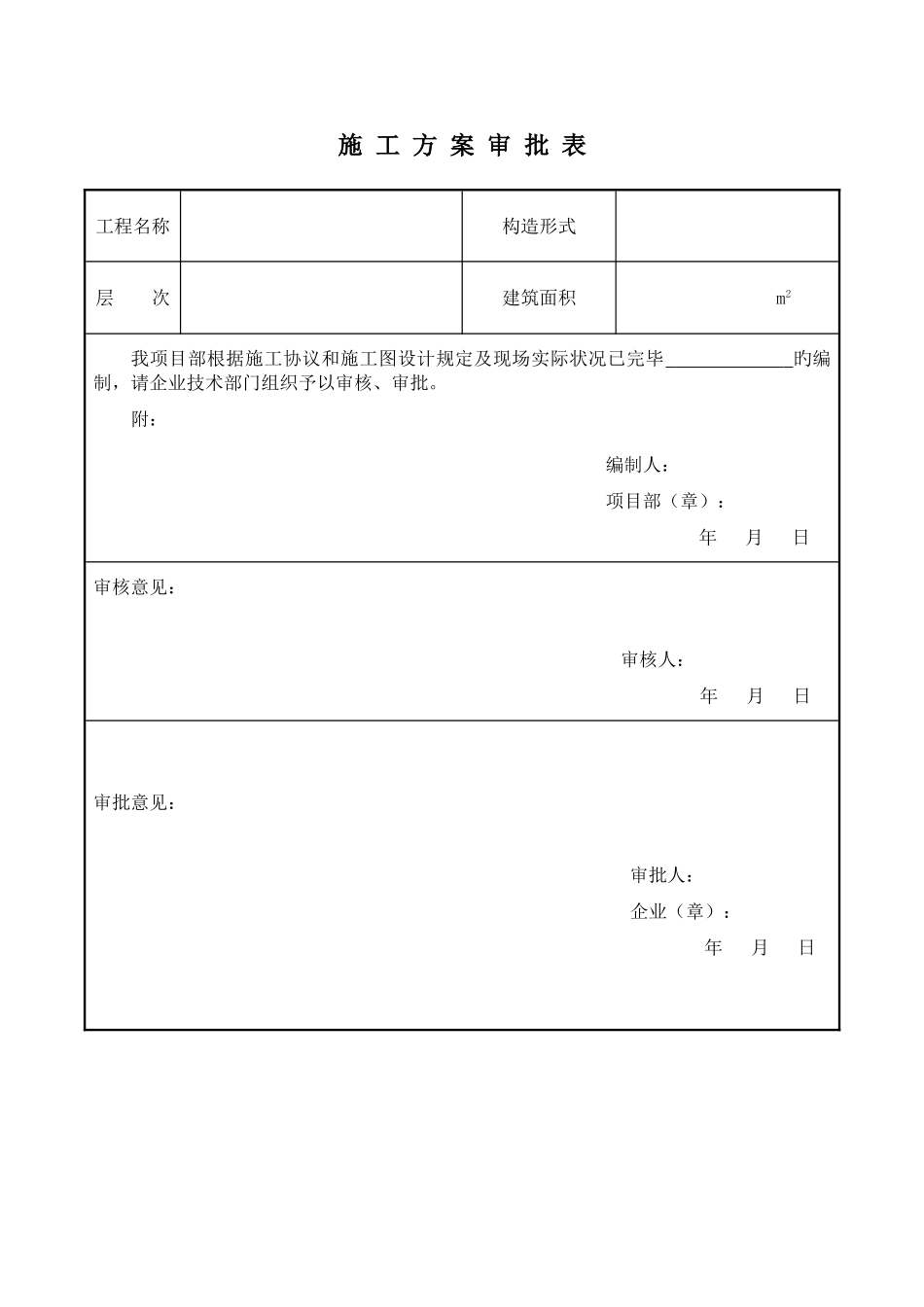 公司施工方案审批表_第1页