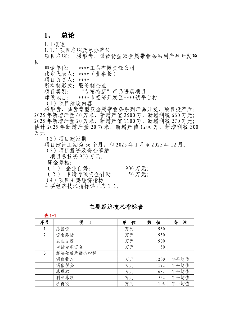 公司梯形齿、弧齿背型双金属带锯条系列产品开发项目资金申请报告_第1页