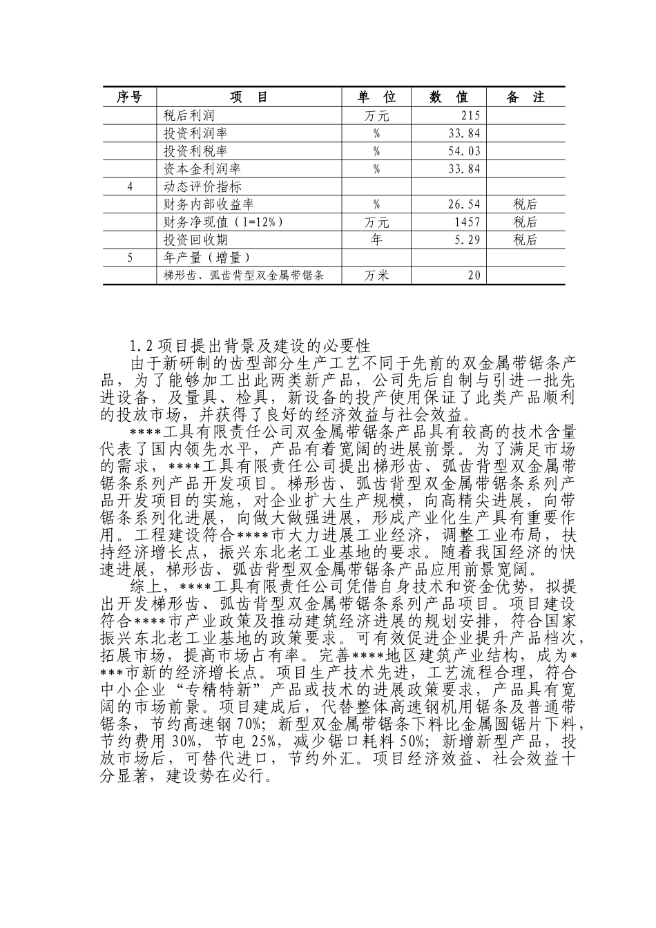 公司梯形齿、弧齿背型双金属带锯条系列产品开发项目资金申请报告_第2页