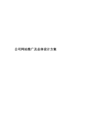 公司网站推广及总体设计方案