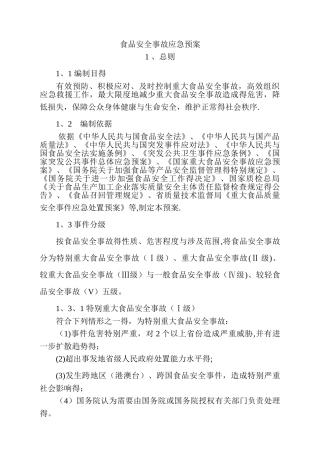 公司食品安全事故应急预案