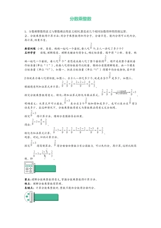 六年级上册数学 知识点与同步训练 第二章分数乘整数 苏教版