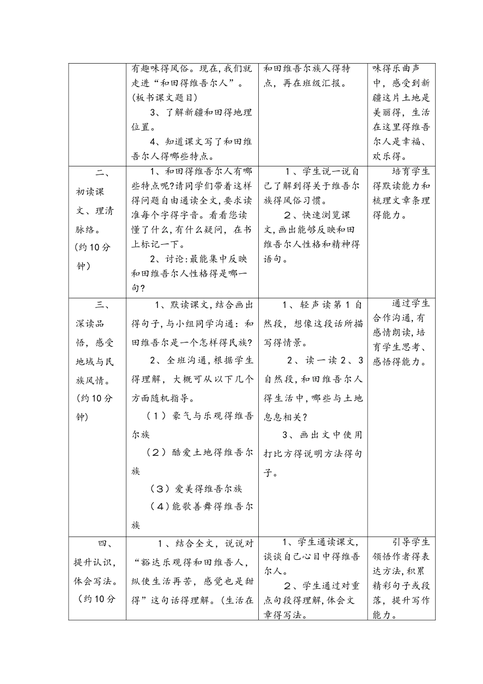 六年级下册语文教案9 和田的维吾尔人_人教新课标_第3页