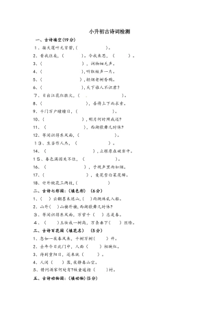 六年级下册语文试题小升初古诗词练习∣通用版