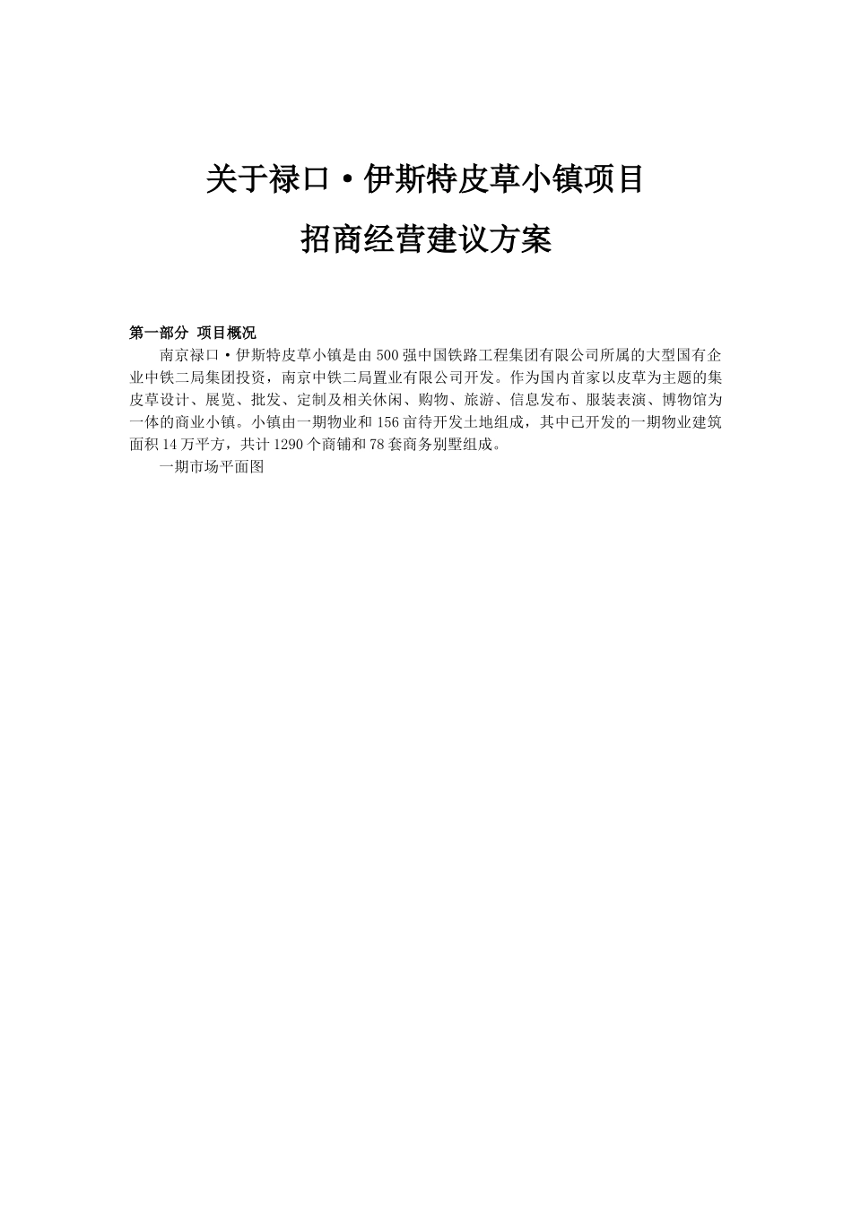 关于南京禄口伊斯特皮草小镇项目招商经营建议书_第2页