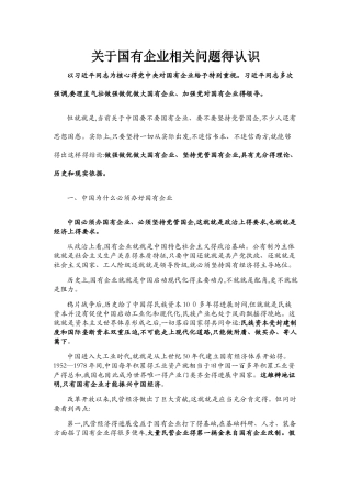关于国有企业相关问题的认识