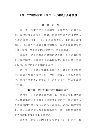 典当有限公司财务会计制度