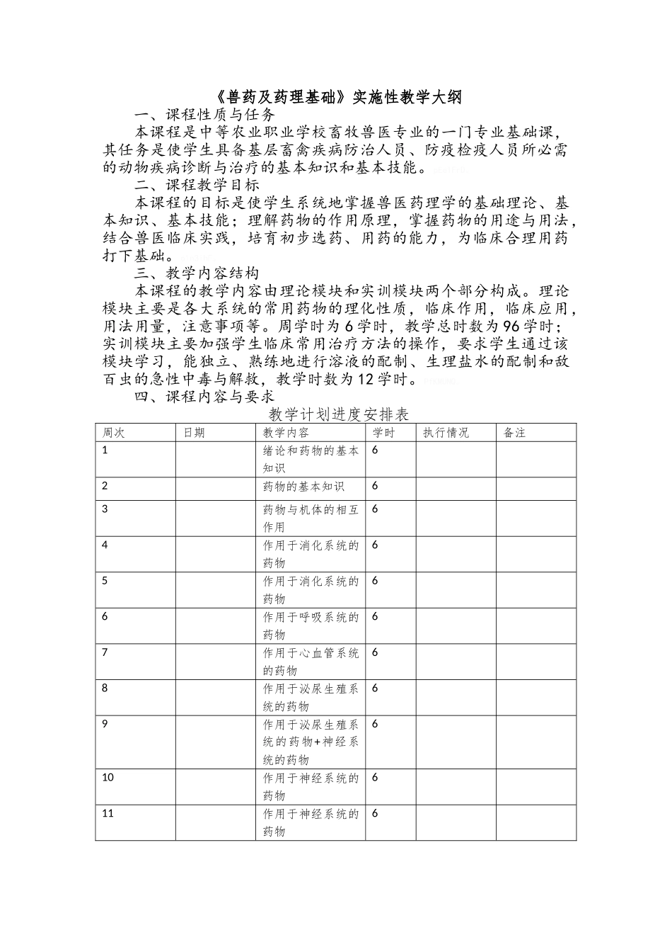 兽药及药理基础大纲_第1页
