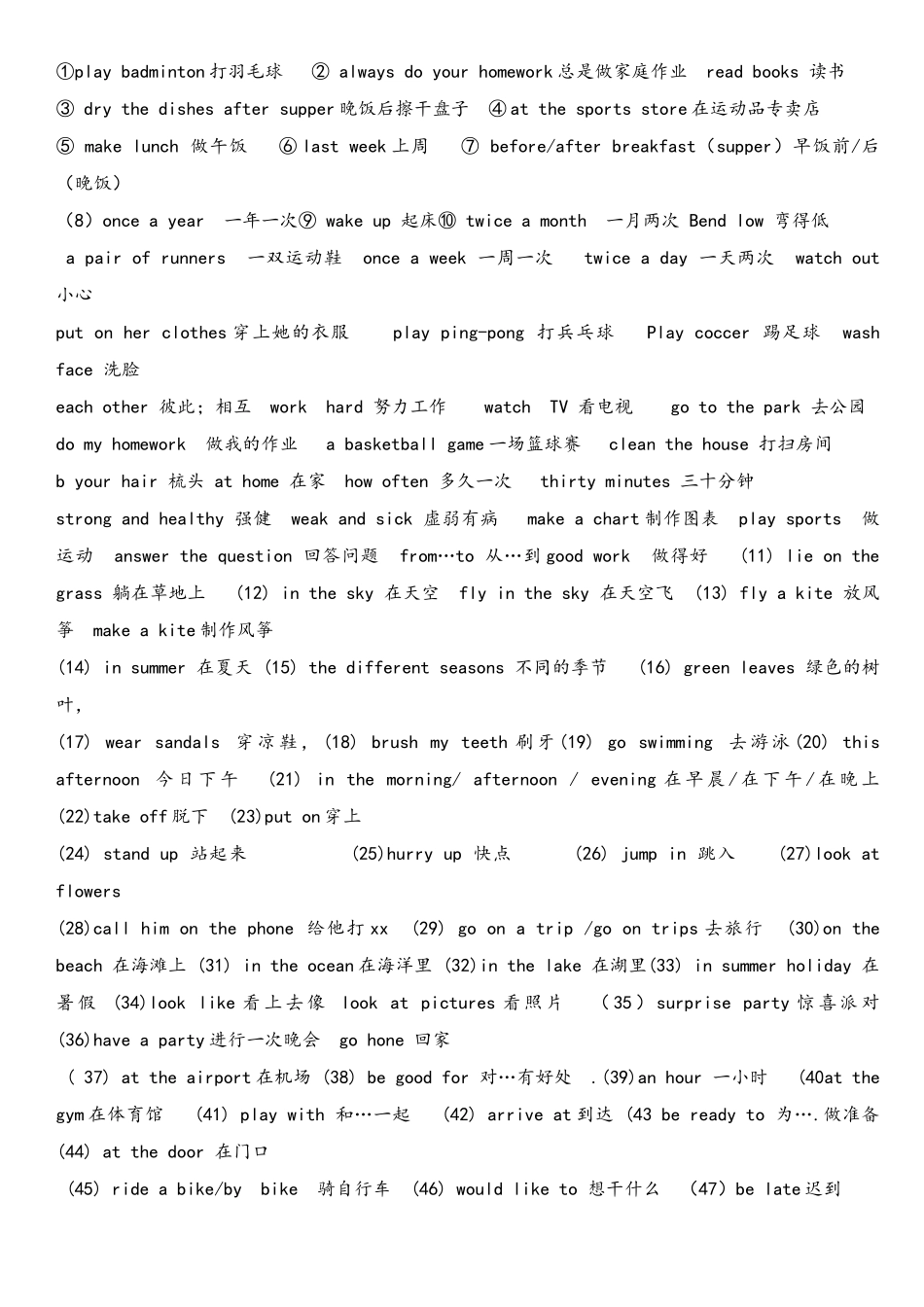 冀教版六年级英语下册复习资料_第1页