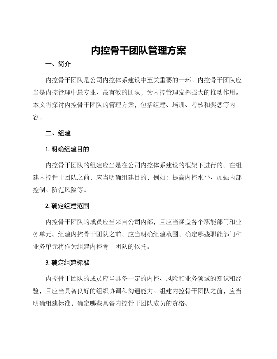 内控骨干团队管理方案_第1页