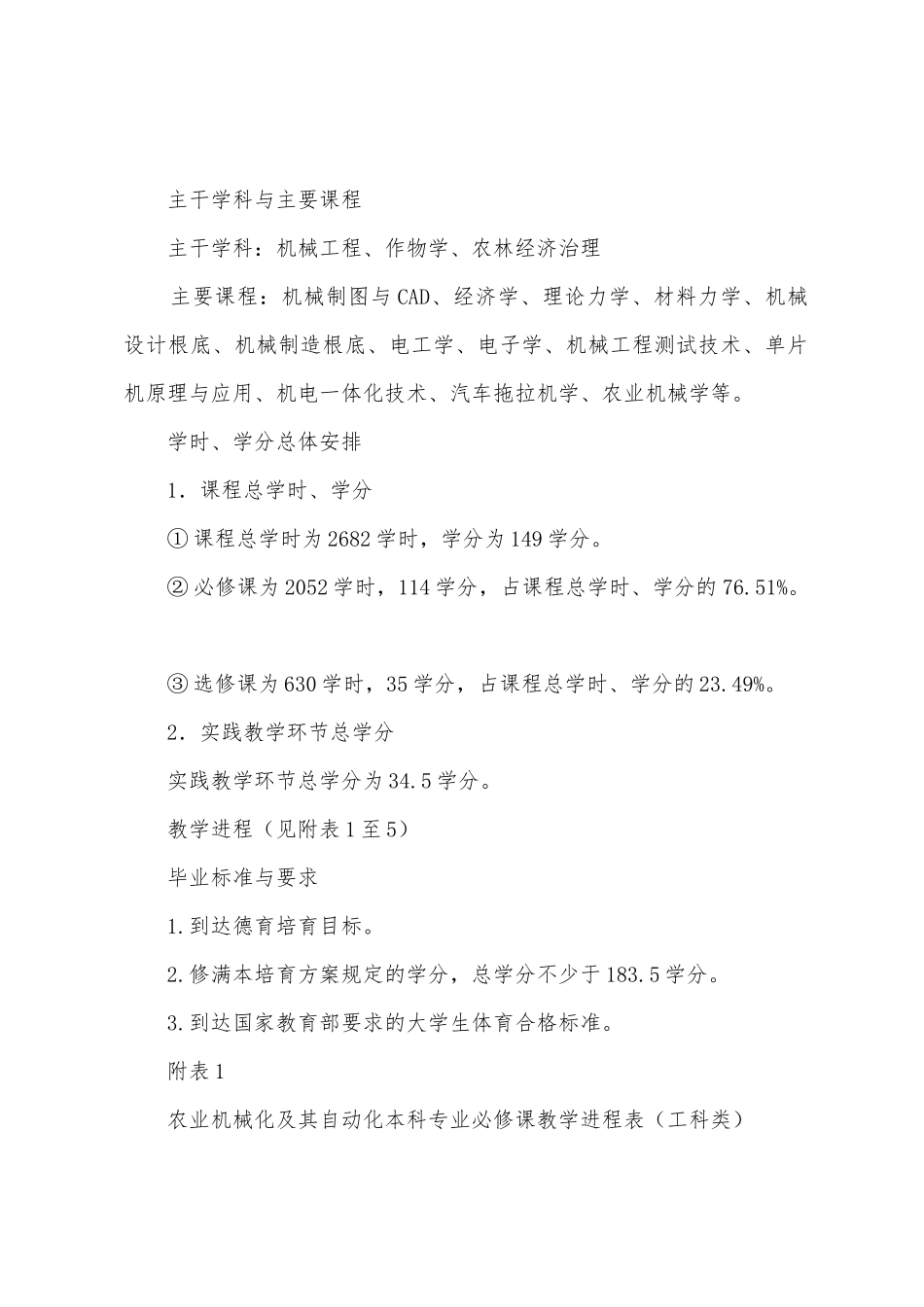 农业机械化及其自动化本科专业人才培养方案_第3页